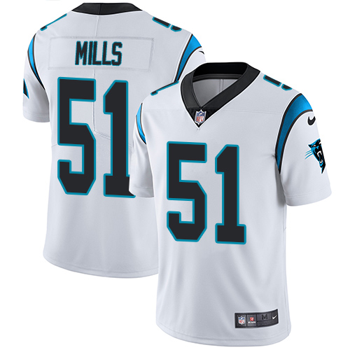Nike Panthers #51 Sam Mills White Men's Stitched NFL Vapor Untouchable Limited Jersey